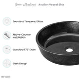 Avallon 16.5 " Round Glass Vessel Sink, Black