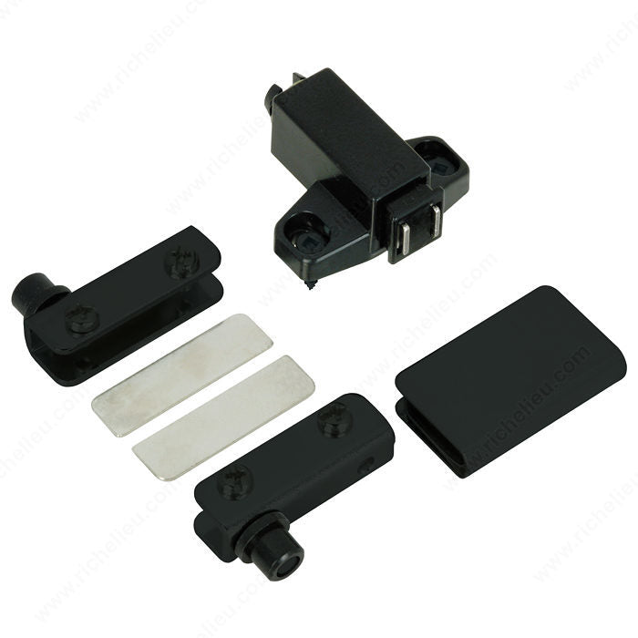 Richelieu BP8690 Pivot Hinge Set for Glass Doors Recessed Within Furniture/Cabinet, Black