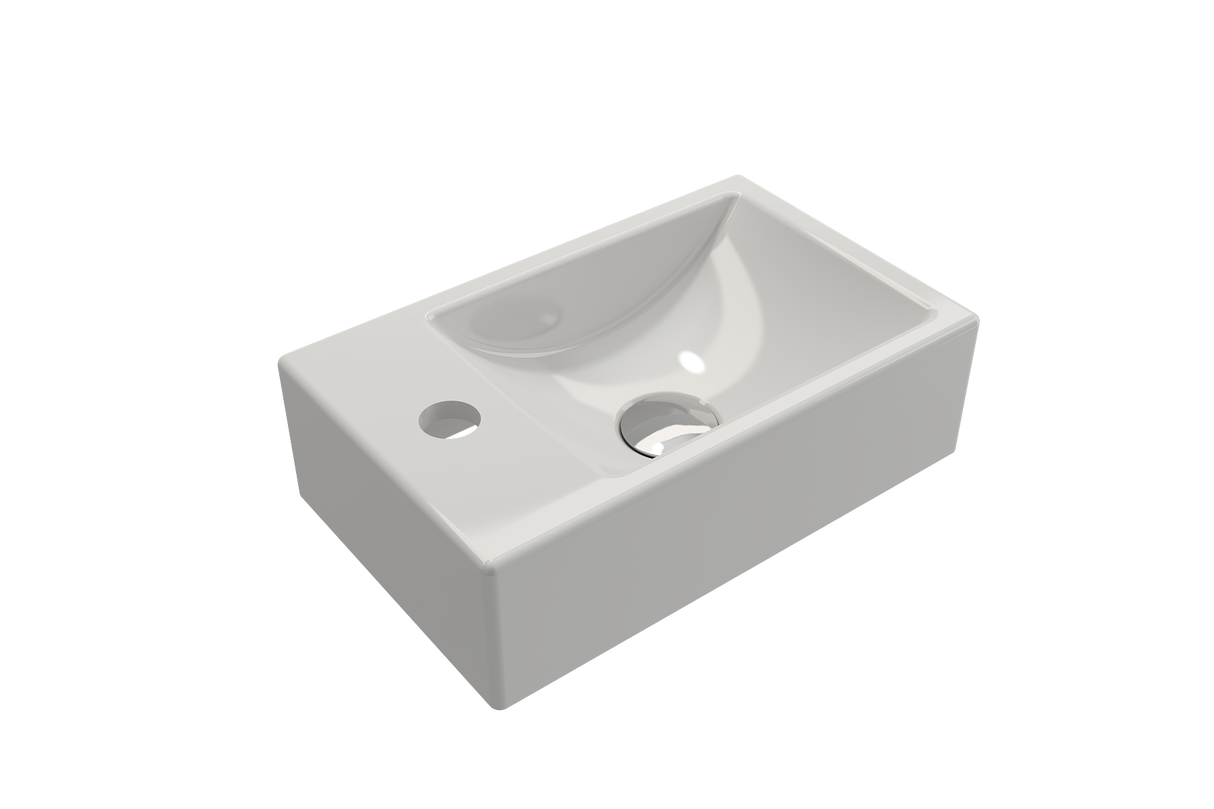 BOCCHI 1418-001-0126 Milano Wall-Mounted Sink Fireclay 14.5 in. 1-hole Left Side Faucet Deck in White