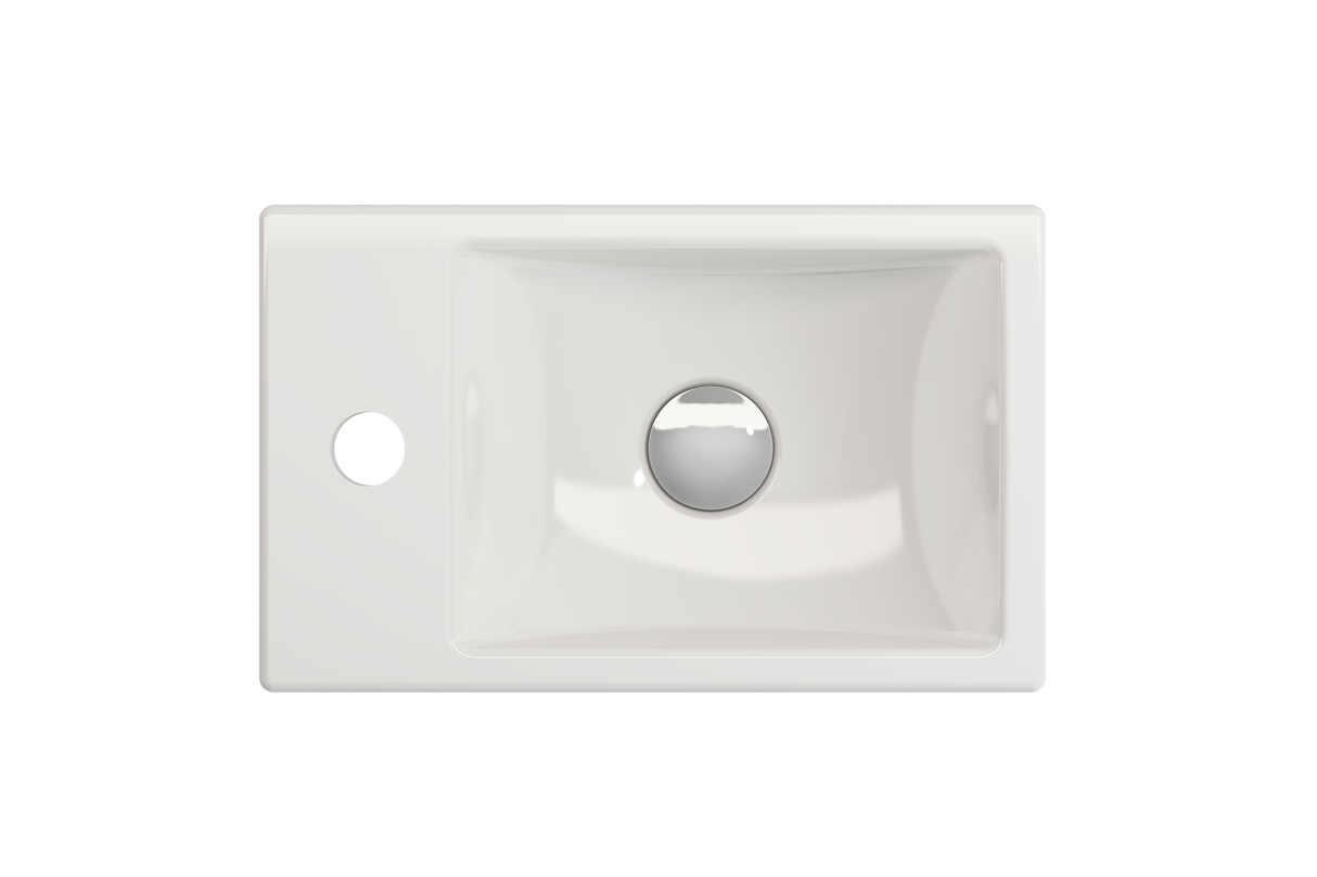 BOCCHI 1418-001-0126 Milano Wall-Mounted Sink Fireclay 14.5 in. 1-hole Left Side Faucet Deck in White