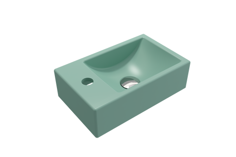 BOCCHI 1418-033-0126 Milano Wall-Mounted Sink Fireclay 14.5 in. 1-hole Left Side Faucet Deck in Matte Mint Green