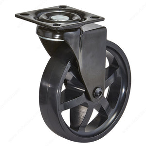 Richelieu 810002029090 Aluminum Single Wheel Design Caster - Black on Black, 132 lb, 3 15/16 in, Swivel with Brake, 4 29/32 in