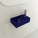 BOCCHI 1419-010-0126 Milano Wall-Mounted Sink Fireclay 14.5 in. 1-hole Right Side Faucet Deck in Sapphire Blue