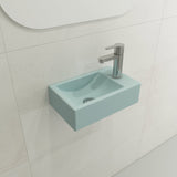 BOCCHI 1419-029-0126 Milano Wall-Mounted Sink Fireclay 14.5 in. 1-hole Right Side Faucet Deck in Matte Ice Blue