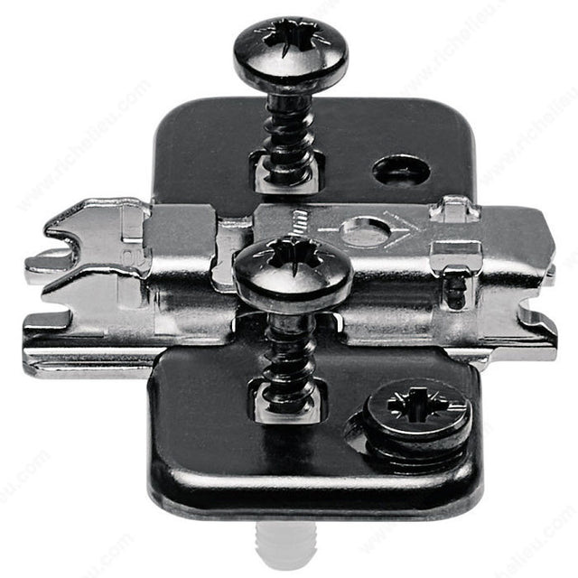 Blum 174H710181 BLUM Mounting Plates with Adjusting Cam, Black Onyx, Expanding Dowel, 0 mm, 7/16 in, 3/16 in