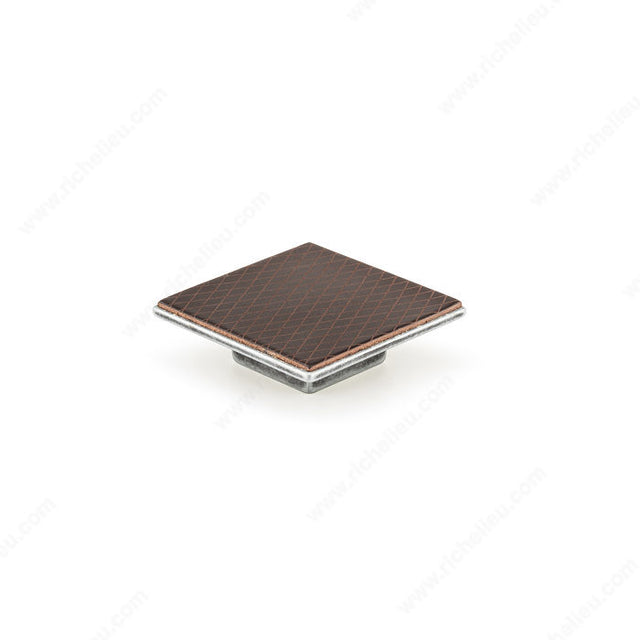 Richelieu MN2512Z61U206 Contemporary Leather and Metal Knob - MN2512Z, 2 13/32 in, 2 13/32 in