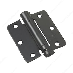 Richelieu 52821FBB1 3 1/2" Full Mortise Adjustable Spring Hinge, Matte Black, Adjustable Spring, 1/4" Radius, Non-Removable Pin, Assembled, 0.098 in