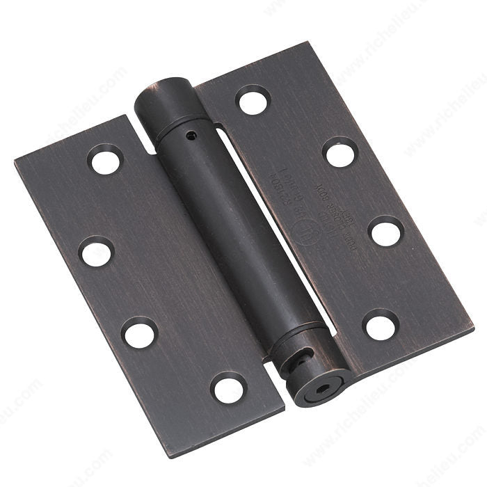 Richelieu 5823ORBB1 4 1/2" Full Mortise Adjustable Spring Hinge, Oil-Rubbed Bronze, 4 in, Square, 1/8 in, Onward, UL / 1