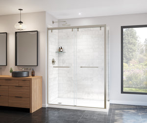 MAAX 135322-900-305-000 Uptown 56-59 x 76 in. 8 mm Bypass Shower Door for Alcove Installation with Clear glass in Brushed Nickel