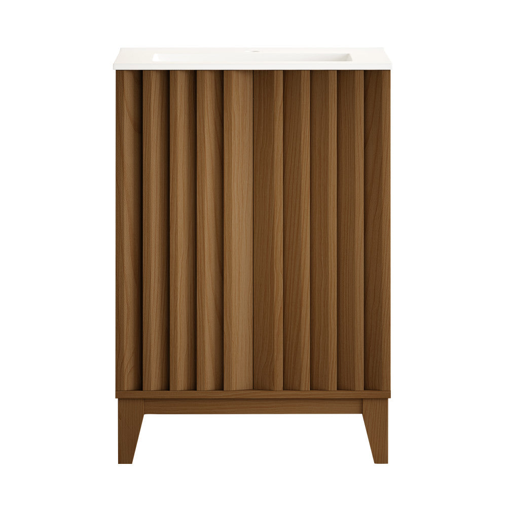 Troyes 24" Freestanding Bathroom Vanity in Brown Oak with Sink Top