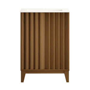 Troyes 24" Freestanding Bathroom Vanity in Brown Oak with Sink Top