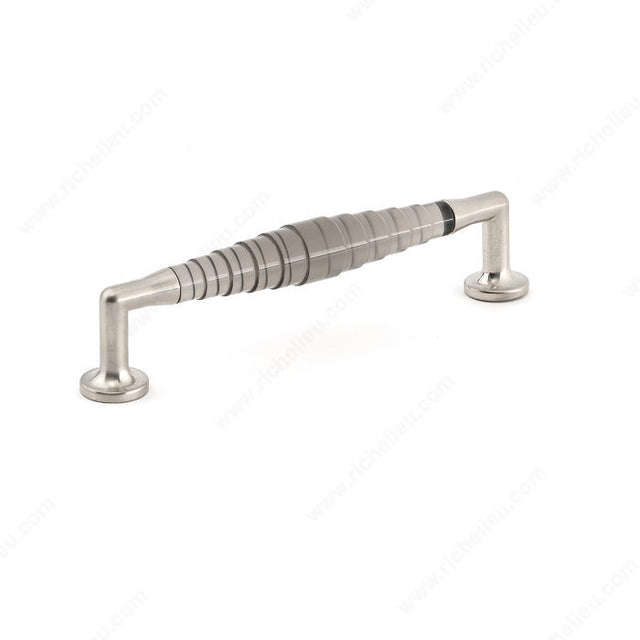Richelieu MN2485Z160G115 Contemporary Resin and Metal Pull - MN2485Z, Brushed Nickel / Smoked Resin / Bright Satin Nickel