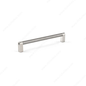 Richelieu MN2504Z192G115 Contemporary Stainless Steel and Metal Pull - MN2504Z, Brushed Nickel / Bright Satin Nickel / Knurled Stainless Steel, 7 9/16 in, 8 1/32 in