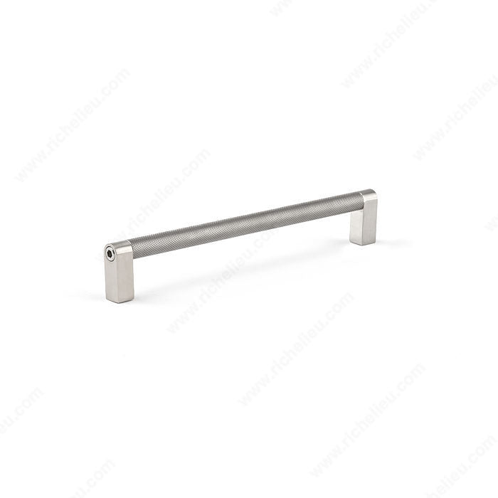 Richelieu MN2504Z160E237 Contemporary Stainless Steel and Metal Pull - MN2504Z, Verona Graphite / Matte Metalized Bronze / Knurled Stainless Steel, 6 5/16 in, 6 25/32 in