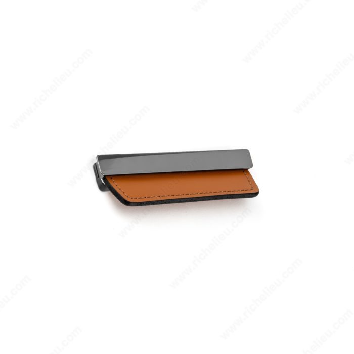 Richelieu MN2426Z120U102 Contemporary Leather and Metal Recessed Pull - MN2426Z, Matte Black / Black Nickel
