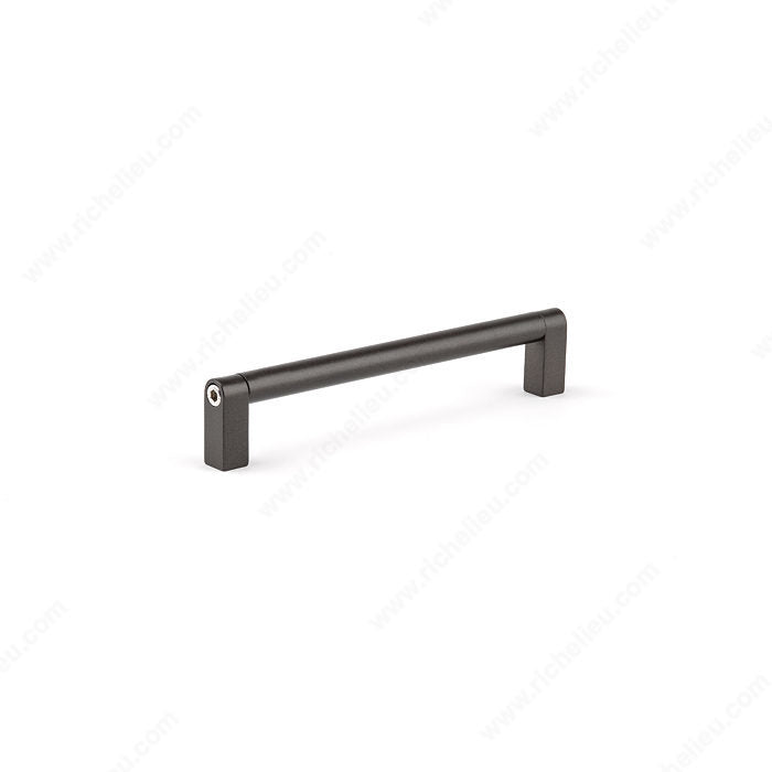 Richelieu MN2503Z160E237 Contemporary Brass and Metal Pull - MN2503Z, Verona Graphite / Matte Metalized Bronze, 6 5/16 in, 6 25/32 in