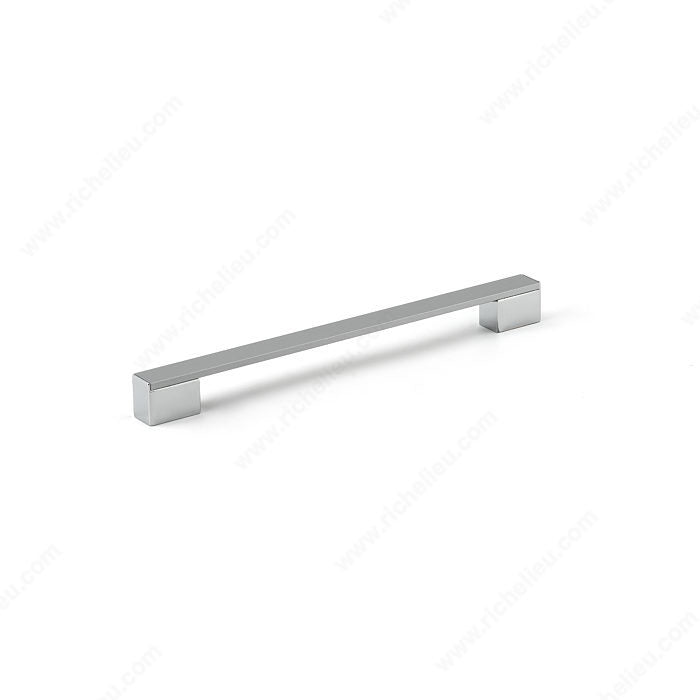 Richelieu MN2016Z256E215 Contemporary Aluminum Pull - MN2016Z, Matte Chrome / Chrome / Bright Chromium Plated / Matte Metalized Aluminum