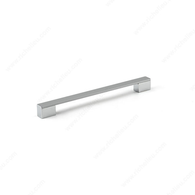Richelieu MN2016Z256E215 Contemporary Aluminum Pull - MN2016Z, Matte Chrome / Chrome / Bright Chromium Plated / Matte Metalized Aluminum