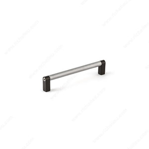 Richelieu MN2504Z96E237 Contemporary Stainless Steel and Metal Pull - MN2504Z, Verona Graphite / Matte Metalized Bronze / Knurled Stainless Steel, 3 25/32 in, 4 1/4 in