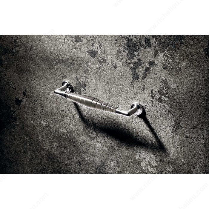 Richelieu MN2485Z160E103 Contemporary Resin and Metal Pull - MN2485Z, Matte Metalized Silver / Smoked Resin