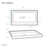 Voltaire 48 x 36 Acrylic White, Single-Threshold, Center Drain, Shower Base