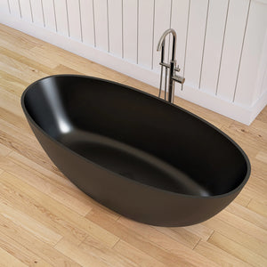 New England Home Goods Elbrus 65" Freestanding Tub in Black - Stone Resin Solid Surface