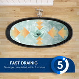 New England Home Goods 65" Black Oval Luxury Freestanding Solid Surface Resin Stone Soaking Tub