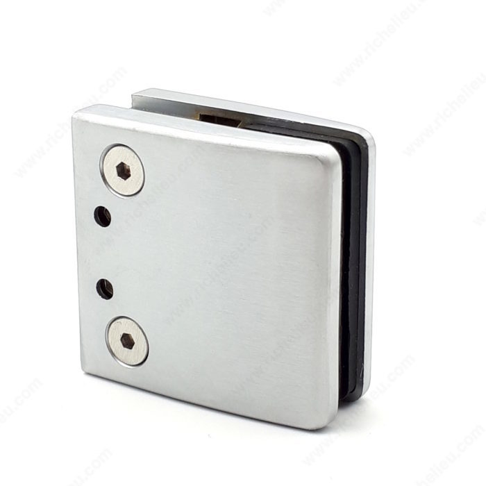 Richelieu GMGC398BN Square Glass Clamp for Flat Surface Mounting, Adjustable, Brushed Nickel