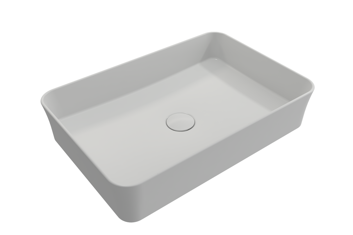 BOCCHI 1476-002-0125 Sottile Rectangle Vessel Fireclay 21.5 in. with Matching Drain Cover in Matte White