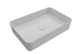 BOCCHI 1476-002-0125 Sottile Rectangle Vessel Fireclay 21.5 in. with Matching Drain Cover in Matte White