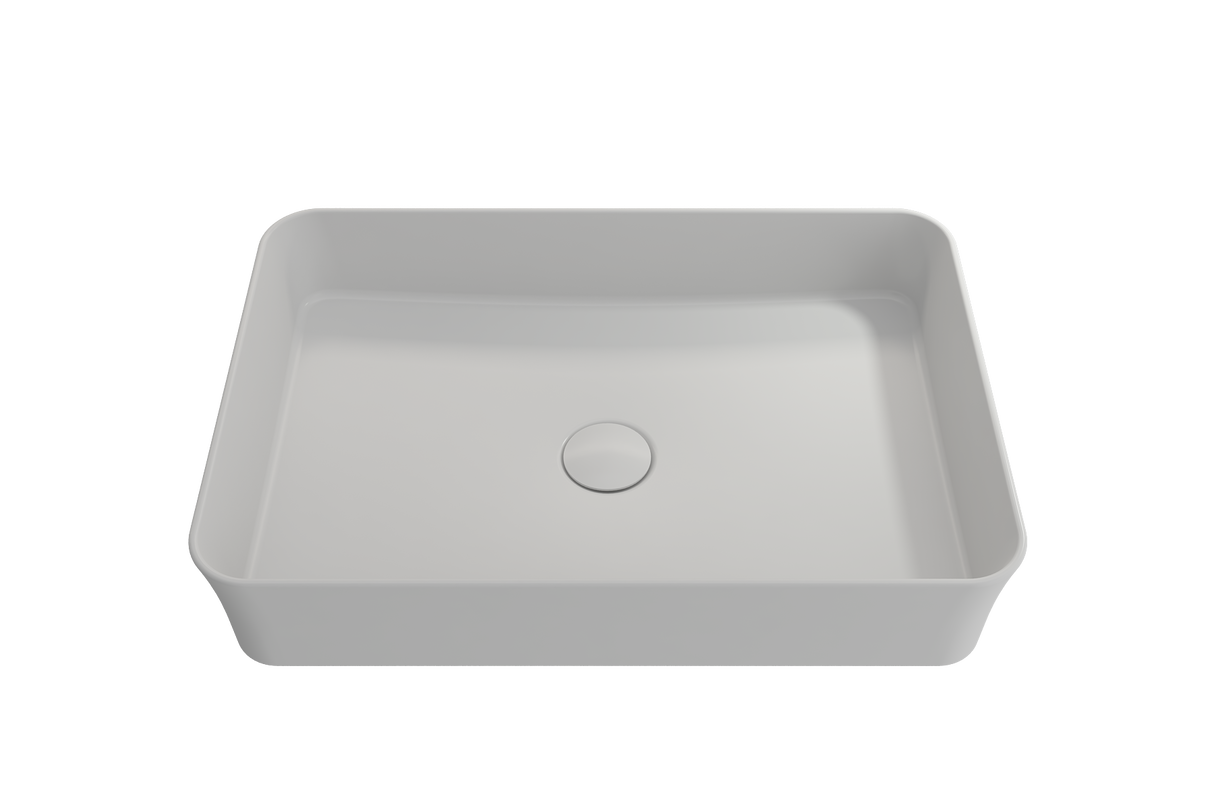 BOCCHI 1476-002-0125 Sottile Rectangle Vessel Fireclay 21.5 in. with Matching Drain Cover in Matte White