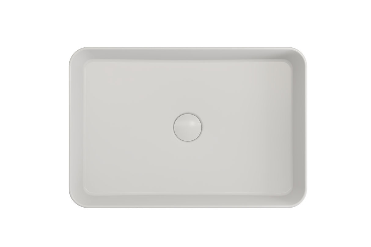 BOCCHI 1476-002-0125 Sottile Rectangle Vessel Fireclay 21.5 in. with Matching Drain Cover in Matte White