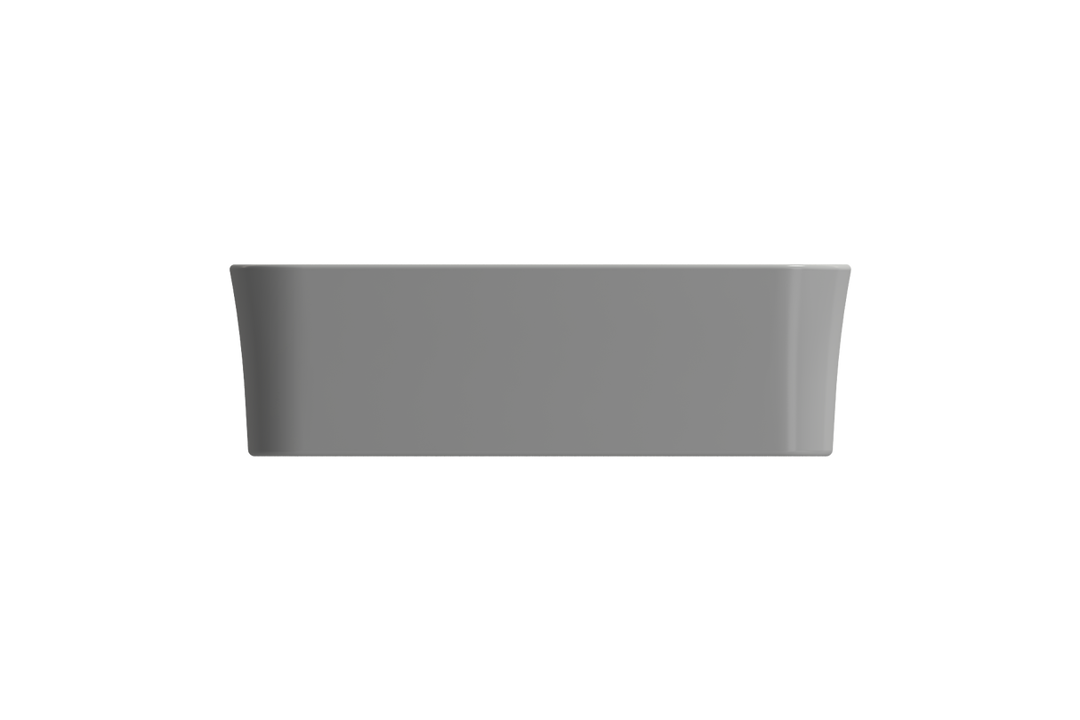 BOCCHI 1476-006-0125 Sottile Rectangle Vessel Fireclay 21.5 in. with Matching Drain Cover in Matte Gray