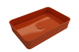 BOCCHI 1476-012-0125 Sottile Rectangle Vessel Fireclay 21.5 in. with Matching Drain Cover in Orange