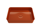 BOCCHI 1476-012-0125 Sottile Rectangle Vessel Fireclay 21.5 in. with Matching Drain Cover in Orange