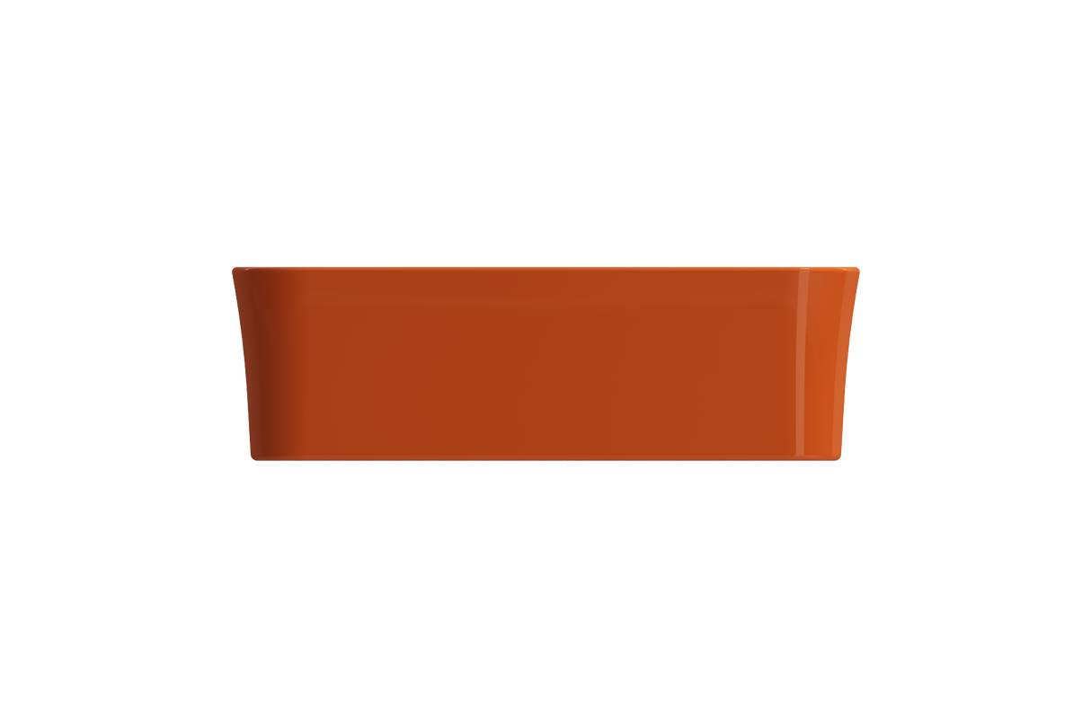 BOCCHI 1476-012-0125 Sottile Rectangle Vessel Fireclay 21.5 in. with Matching Drain Cover in Orange