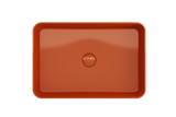 BOCCHI 1476-012-0125 Sottile Rectangle Vessel Fireclay 21.5 in. with Matching Drain Cover in Orange