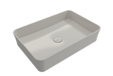 BOCCHI 1476-014-0125 Sottile Rectangle Vessel Fireclay 21.5 in. with Matching Drain Cover in Biscuit