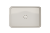 BOCCHI 1476-014-0125 Sottile Rectangle Vessel Fireclay 21.5 in. with Matching Drain Cover in Biscuit