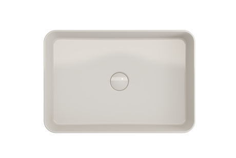 BOCCHI 1476-014-0125 Sottile Rectangle Vessel Fireclay 21.5 in. with Matching Drain Cover in Biscuit