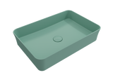 BOCCHI 1476-033-0125 Sottile Rectangle Vessel Fireclay 21.5 in. with Matching Drain Cover in Matte Mint Green