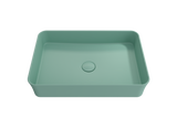 BOCCHI 1476-033-0125 Sottile Rectangle Vessel Fireclay 21.5 in. with Matching Drain Cover in Matte Mint Green