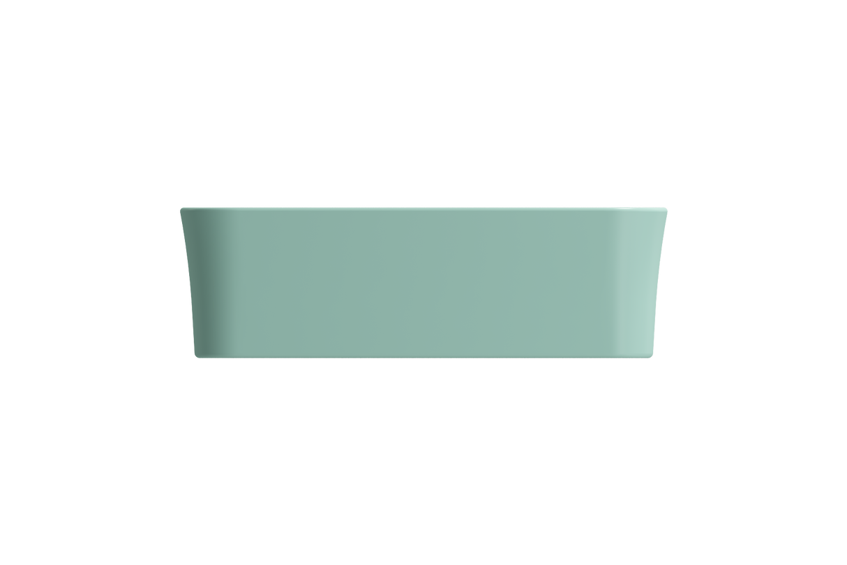 BOCCHI 1476-033-0125 Sottile Rectangle Vessel Fireclay 21.5 in. with Matching Drain Cover in Matte Mint Green