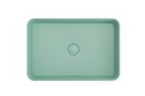 BOCCHI 1476-033-0125 Sottile Rectangle Vessel Fireclay 21.5 in. with Matching Drain Cover in Matte Mint Green