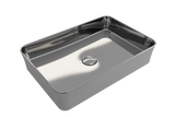 BOCCHI 1476-401-0125 Sottile Rectangle Vessel Fireclay 21.5 in. with Matching Drain Cover in Platinum