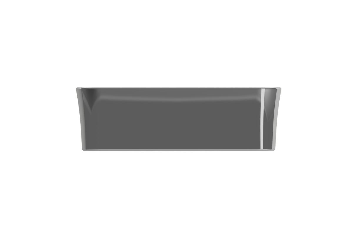 BOCCHI 1476-401-0125 Sottile Rectangle Vessel Fireclay 21.5 in. with Matching Drain Cover in Platinum