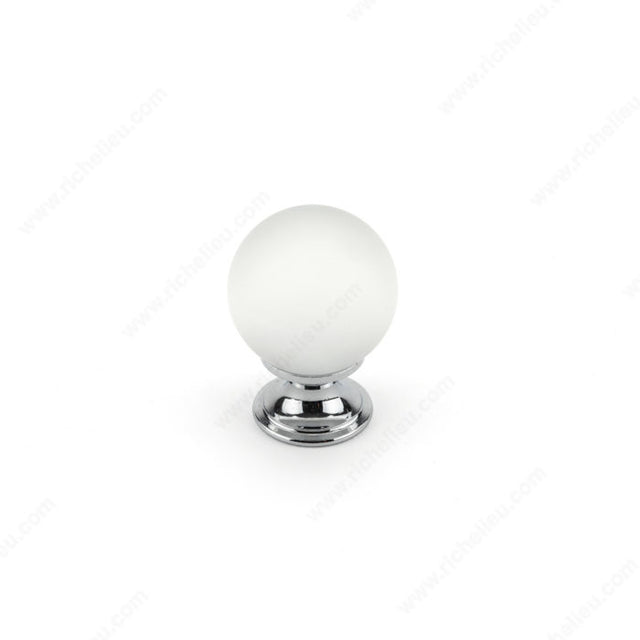 Richelieu BP033014012 Modern Glass Knob - 0330, Frosted Clear / Chrome