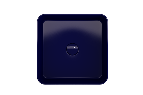 BOCCHI 1477-010-0125 Sottile Square Vessel Fireclay 15.25 in. with Matching Drain Cover in Sapphire Blue