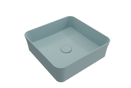 BOCCHI 1477-029-0125 Sottile Square Vessel Fireclay 15.25 in. with Matching Drain Cover in Matte Ice Blue