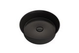 BOCCHI 1478-004-0125 Sottile Round Vessel Fireclay 15 in. with Matching Drain Cover in Matte Black
